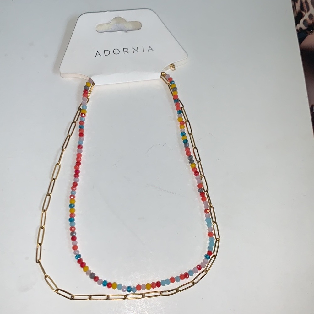 Adornia Color Bead and Paper Clip Necklace